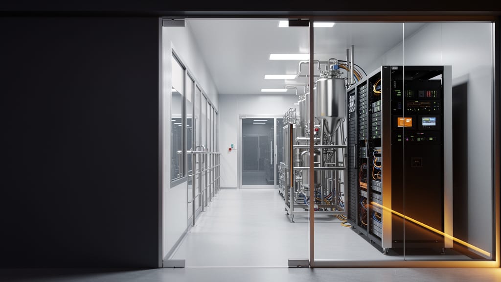 Validation of computerized systems (CSV): controlled system room alongside a GMP production line - QFINITY