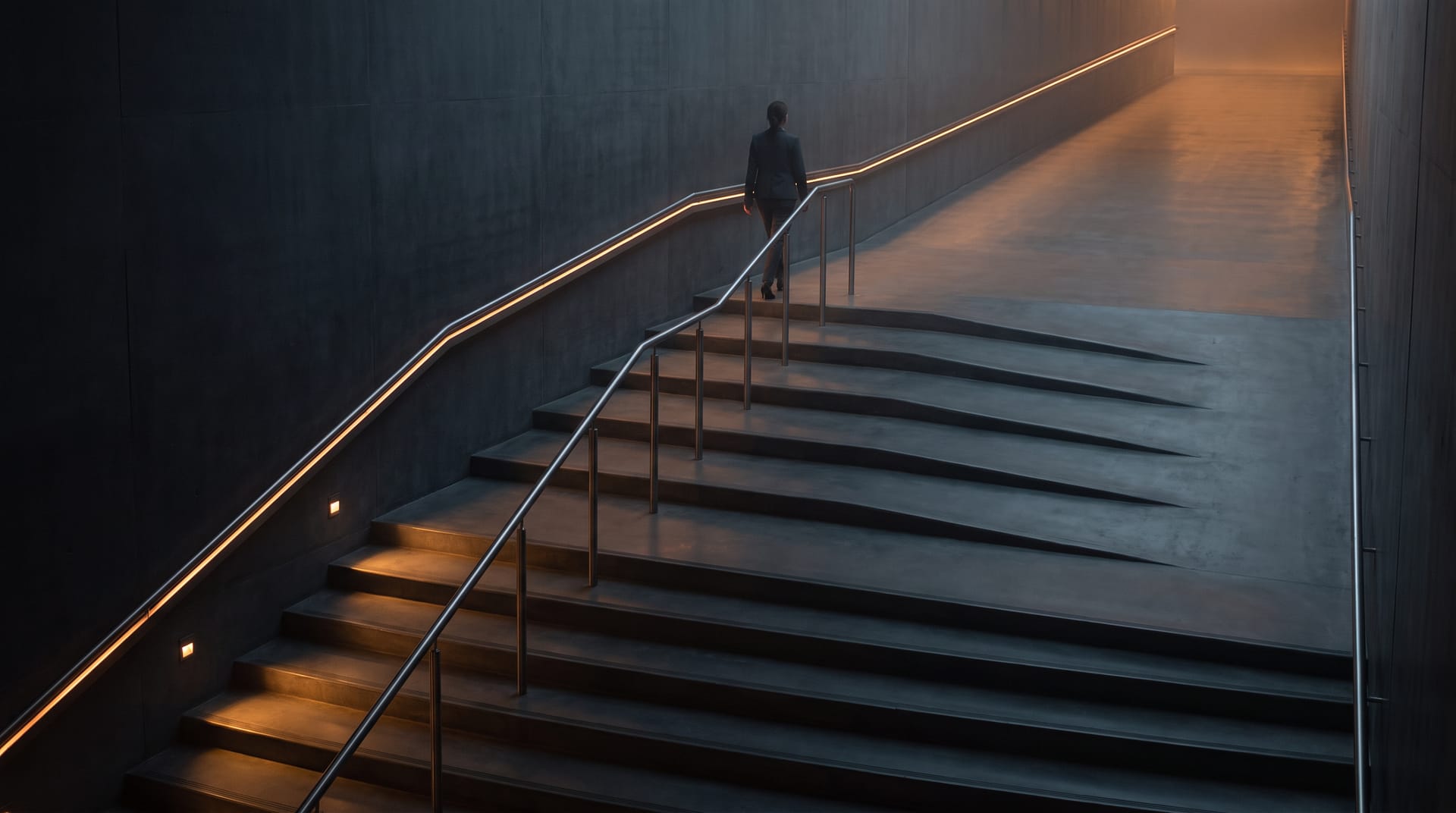 From discrete steps to a continuous incline - stairs merging into a ramp